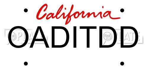 OADITDD California License Plate