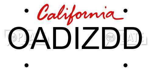 OADIZDD California License Plate