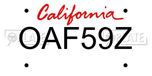 OAF59Z California License Plate