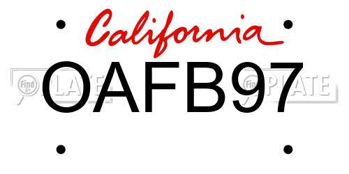 OAFB97 California License Plate