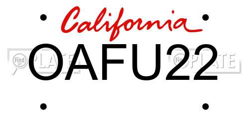OAFU22 California License Plate