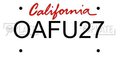 OAFU27 California License Plate