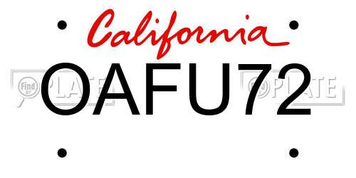 OAFU72 California License Plate