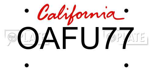 OAFU77 California License Plate