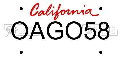 OAGO58 California License Plate