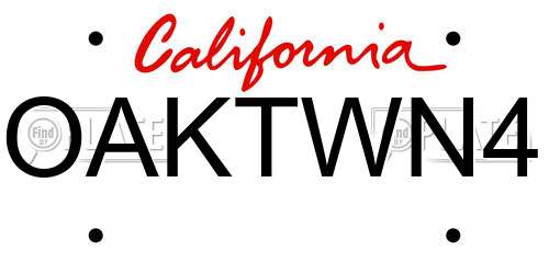 OAKTWN4 California License Plate
