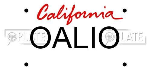 OALIO California License Plate