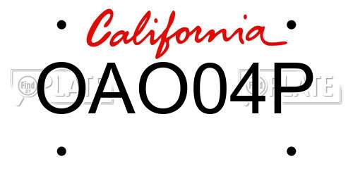 OAO04P California License Plate