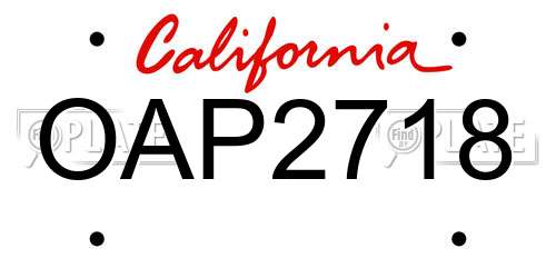 OAP2718 California License Plate