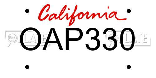 OAP330 California License Plate