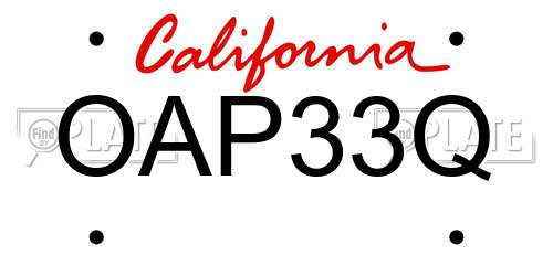 OAP33Q California License Plate