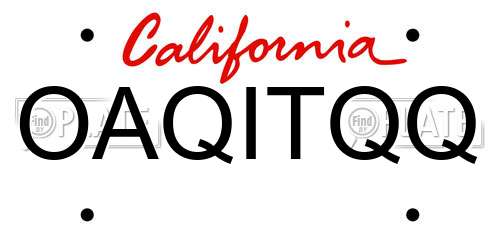 OAQITQQ California License Plate
