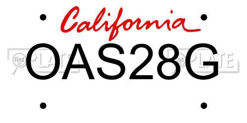 OAS28G California License Plate