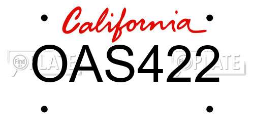 OAS422 California License Plate