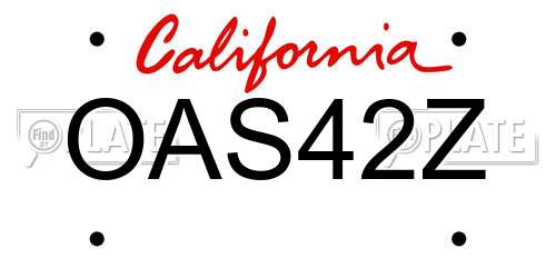 OAS42Z California License Plate