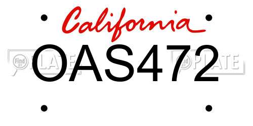 OAS472 California License Plate