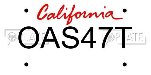 OAS47T California License Plate