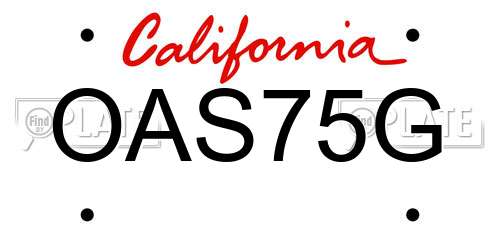 OAS75G California License Plate