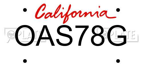 OAS78G California License Plate