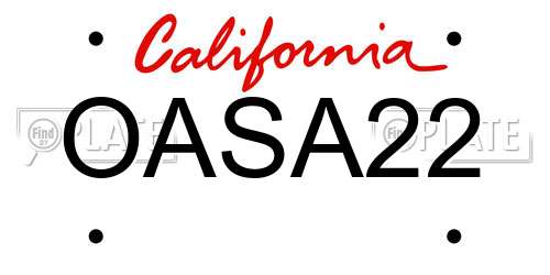 OASA22 California License Plate