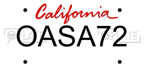 OASA72 California License Plate