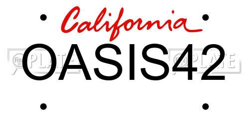 OASIS42 California License Plate