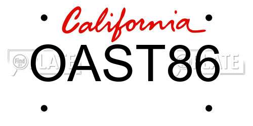 OAST86 California License Plate