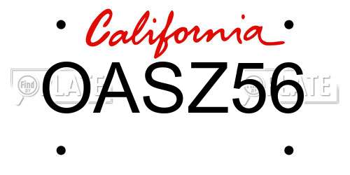 OASZ56 California License Plate
