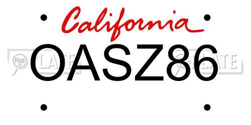 OASZ86 California License Plate