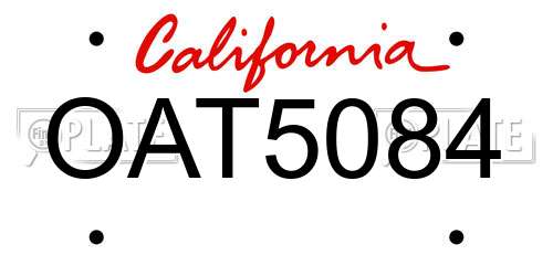 OAT5084 California License Plate