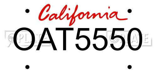 OAT5550 California License Plate