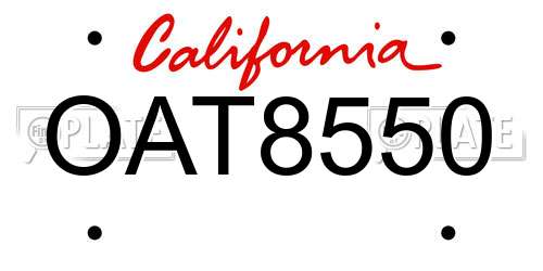OAT8550 California License Plate