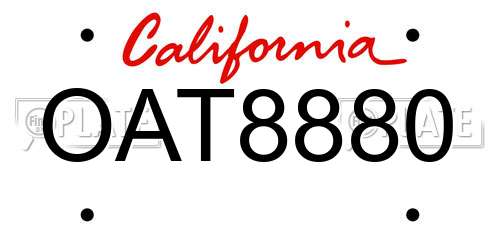 OAT8880 California License Plate