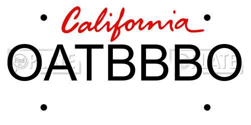OATBBBO California License Plate