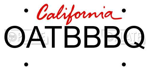 OATBBBQ California License Plate