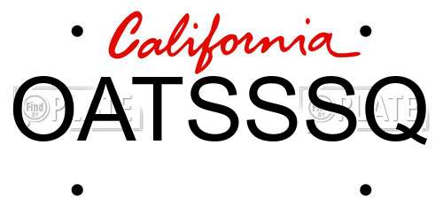 OATSSSQ California License Plate