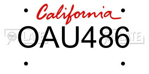 OAU486 California License Plate