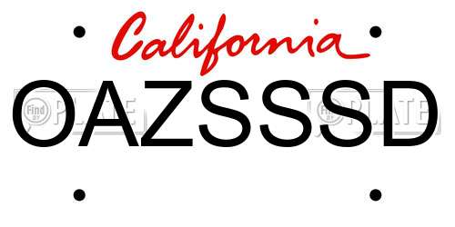 OAZSSSD California License Plate