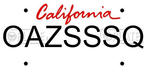 OAZSSSQ California License Plate