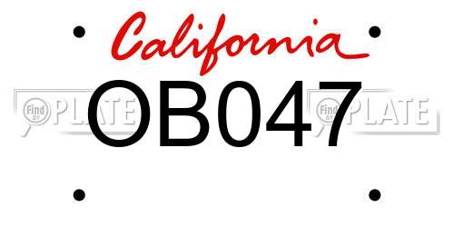 OB047 California License Plate