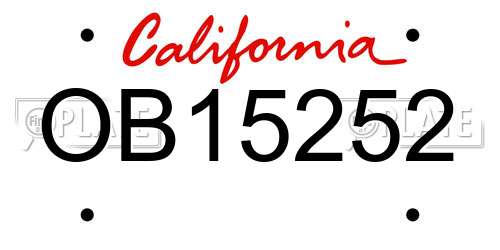 OB15252 California License Plate