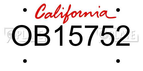 OB15752 California License Plate