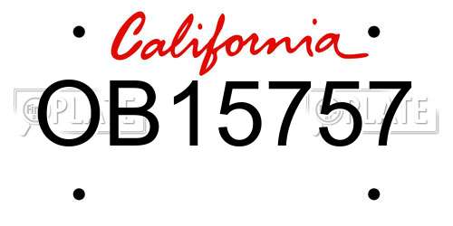 OB15757 California License Plate