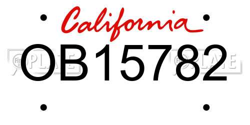 OB15782 California License Plate
