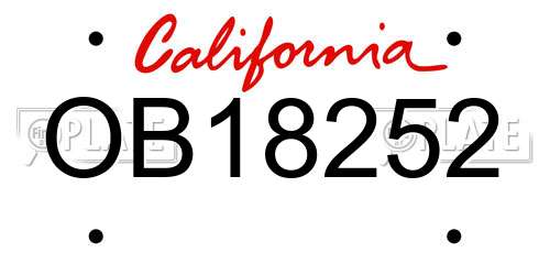 OB18252 California License Plate