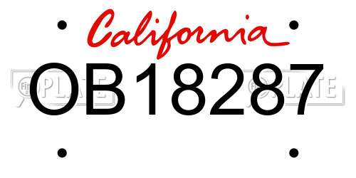 OB18287 California License Plate