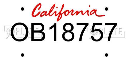 OB18757 California License Plate