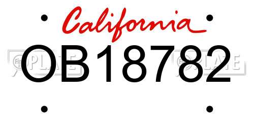 OB18782 California License Plate