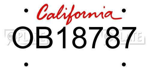 OB18787 California License Plate