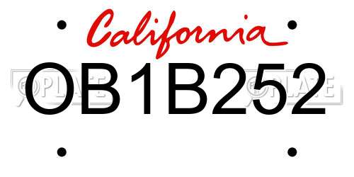 OB1B252 California License Plate